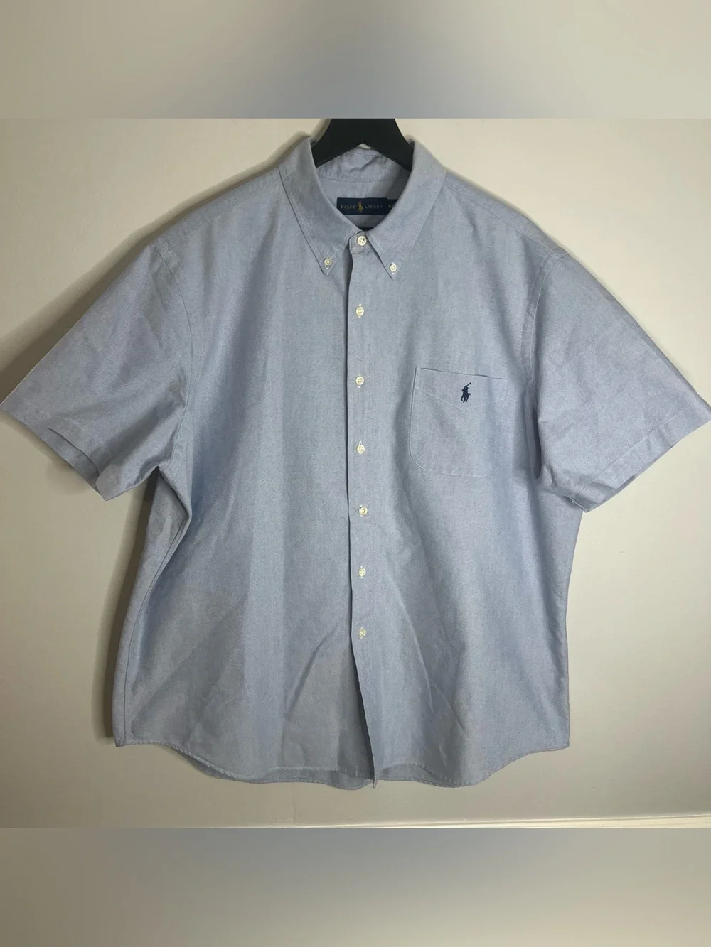 Polo Ralph Lauren Oxford Short Sleeve Button Down Shirt Mens XXL Blue